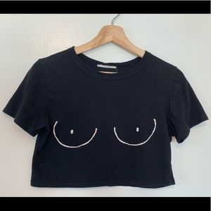 Black Printed Crop Top